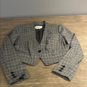 Anthropologie Plaid Blazer - Blue and White